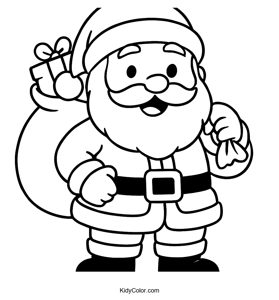 Cartoon Santa with a sack of presents