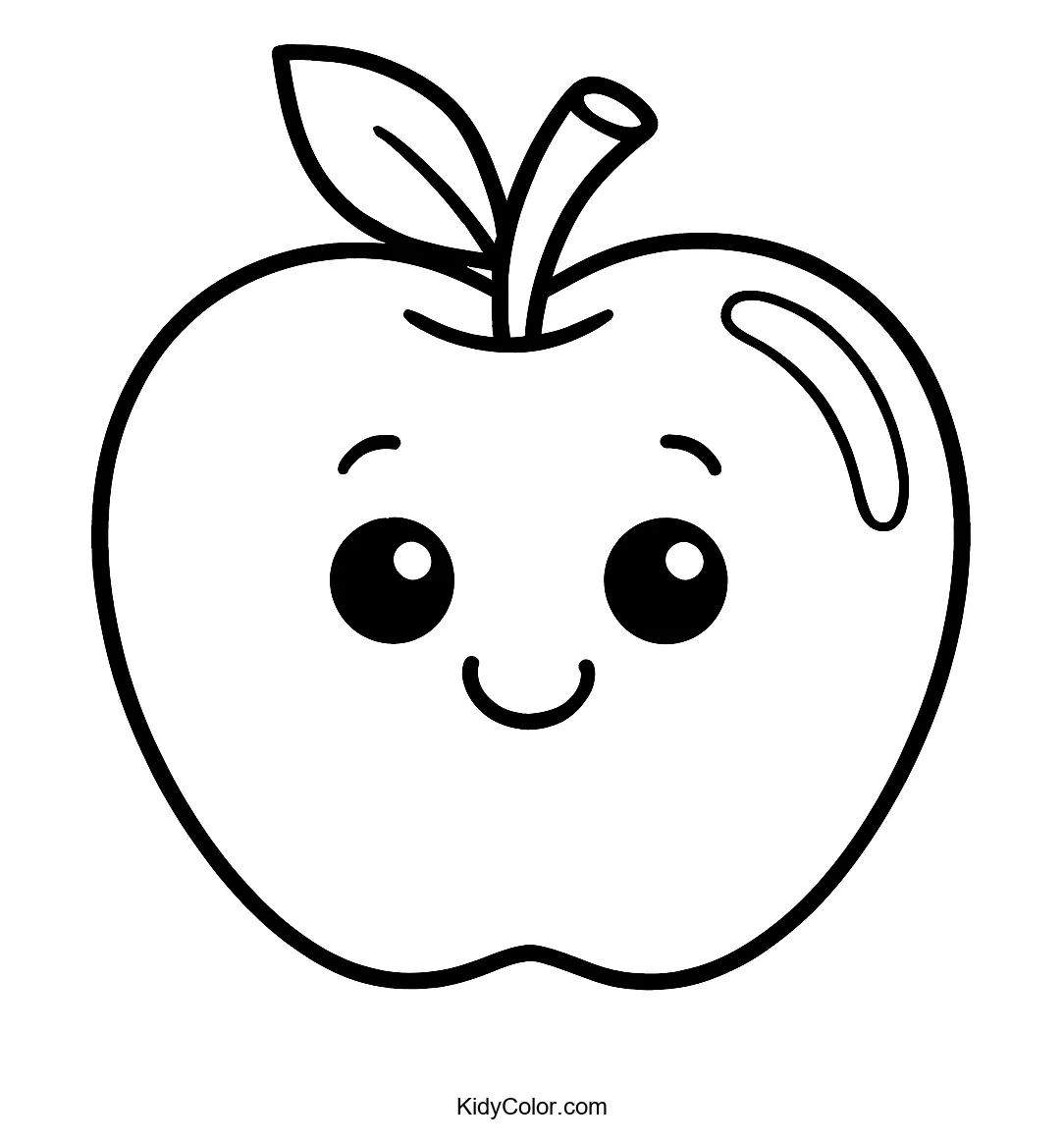 Cartoon shiny red apple for coloring
