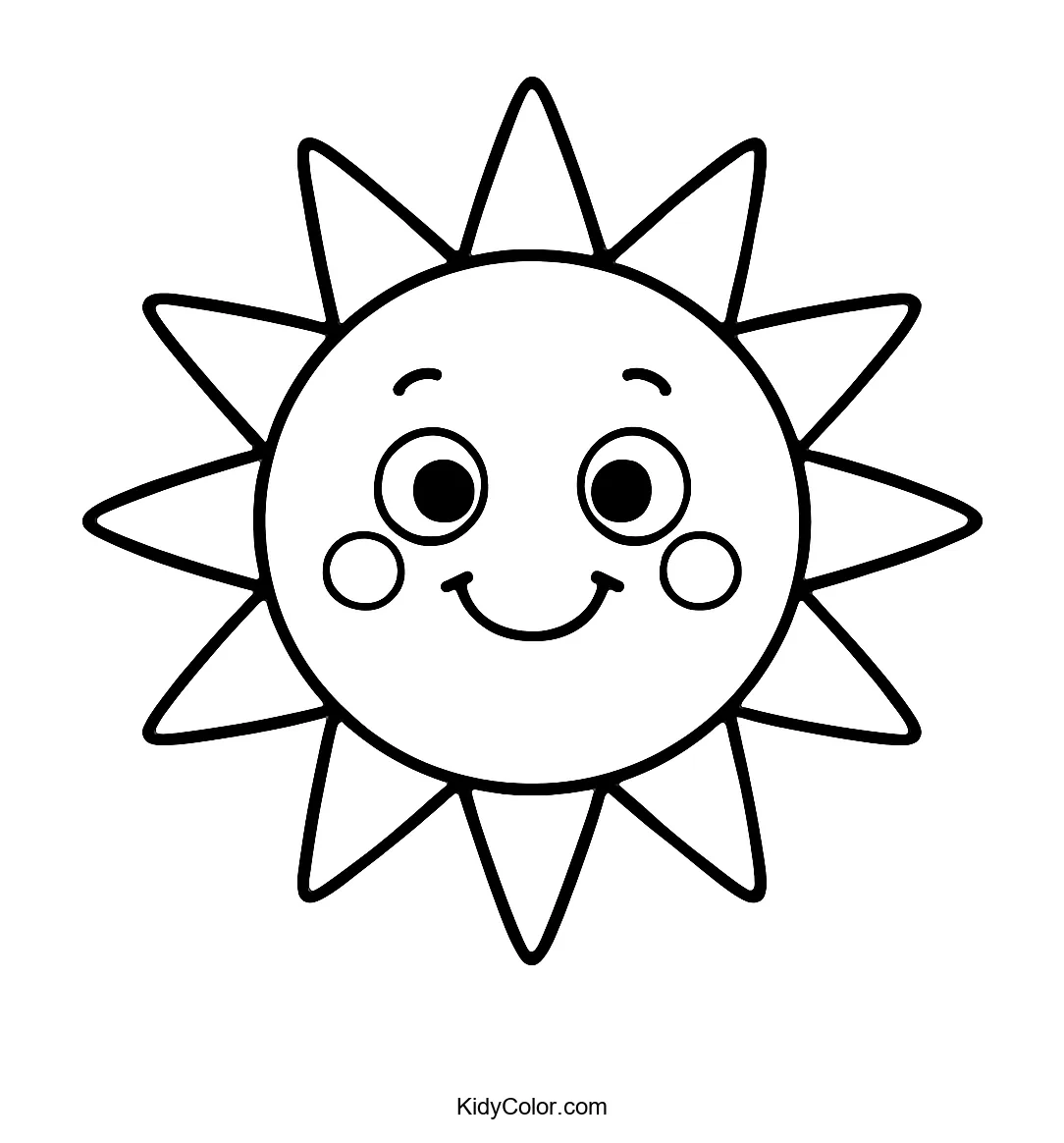 Cartoon smiling sun with rays