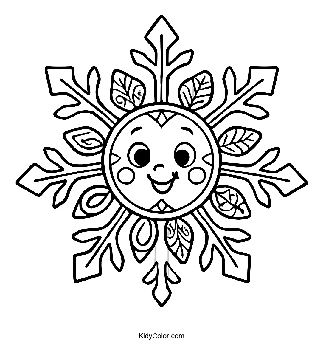 Cartoon snowflake with fun patterns