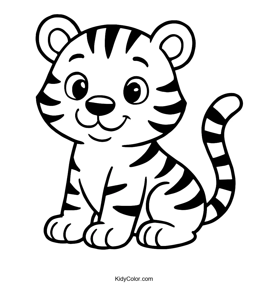 Cartoon tiger cub with stripes