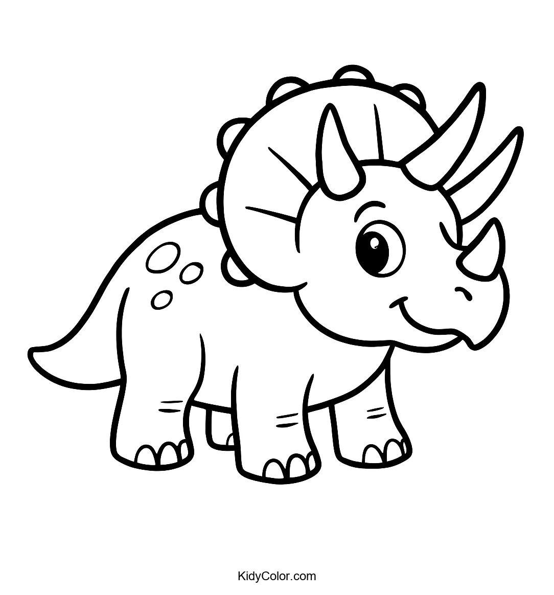 Cartoon triceratops with three big horns