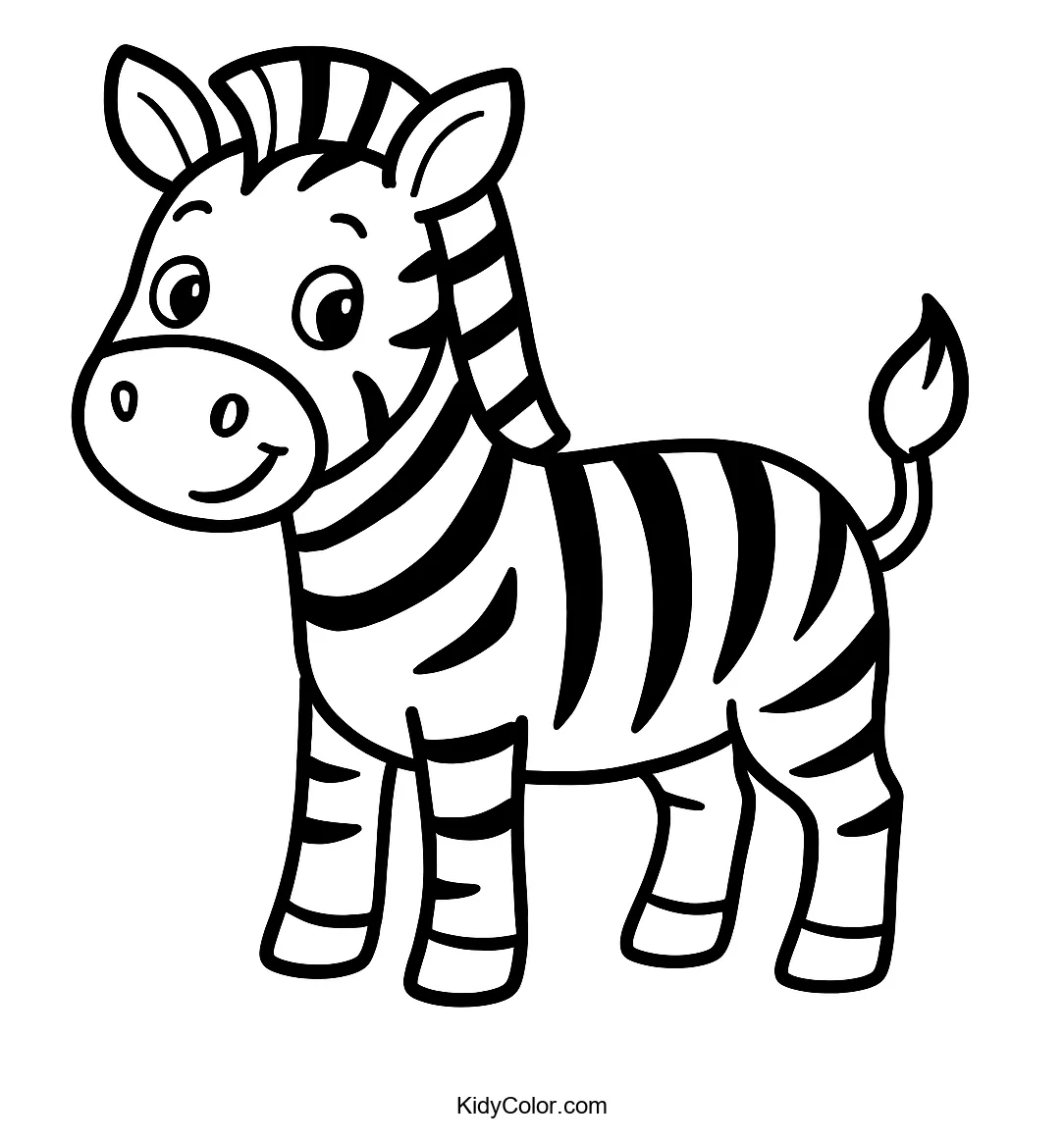 Cartoon zebra with bold stripes for kids