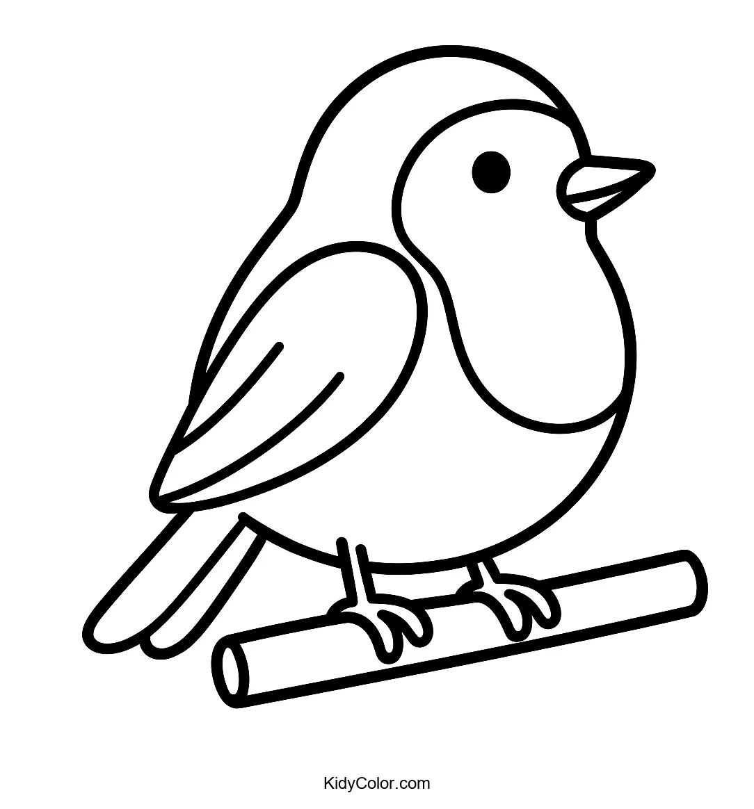 A Cute Cartoon Robin Sitting On A Branch