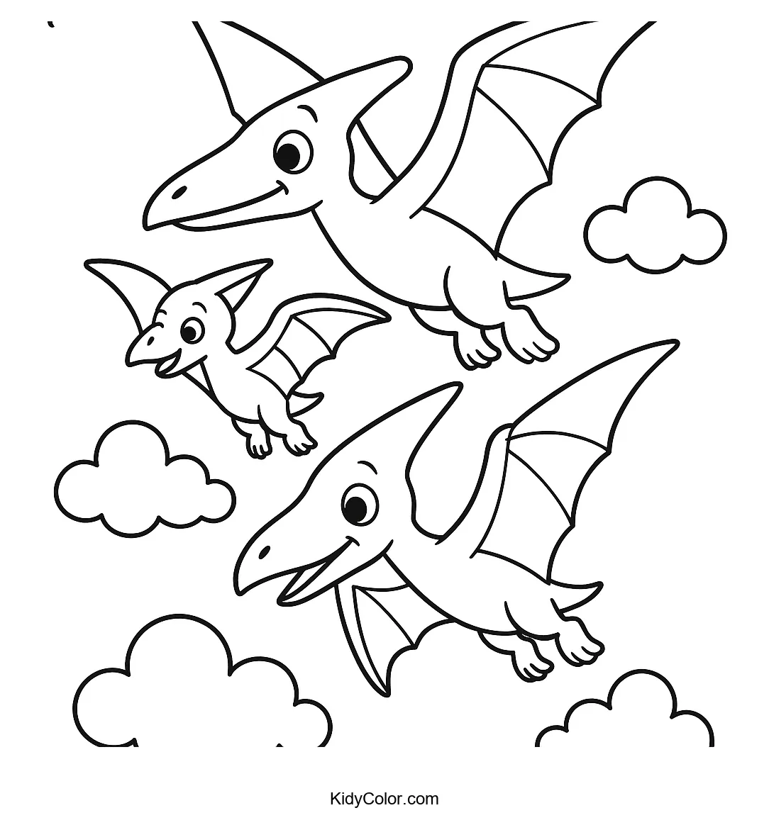 Pterodactyl family in clouds
