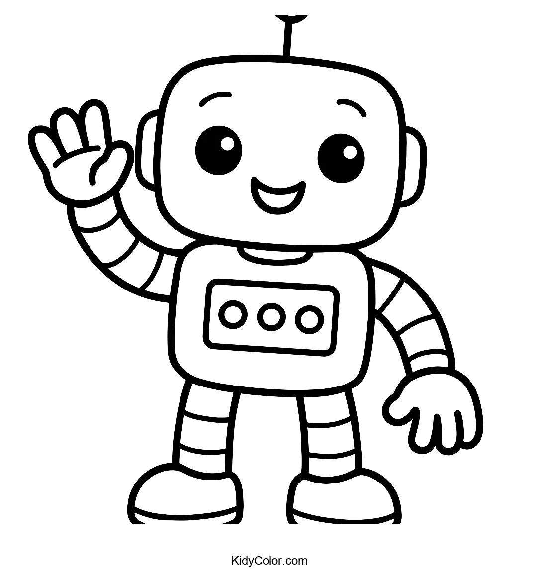 Cartoon robot waving hello