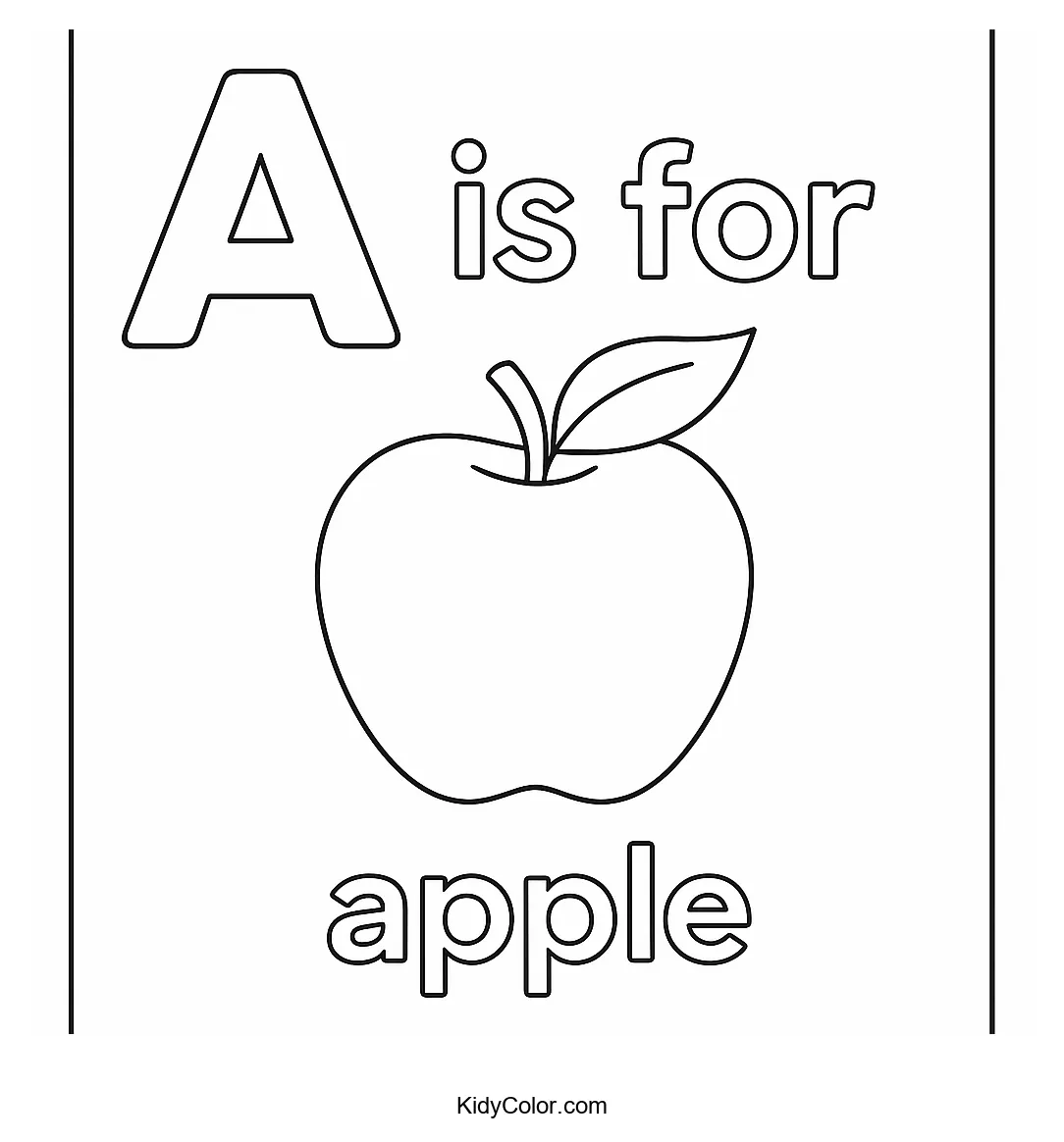 A is for Apple coloring page
