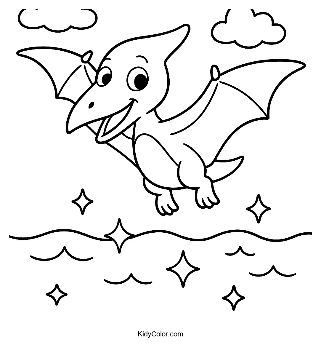 Pterodactyl flying over water