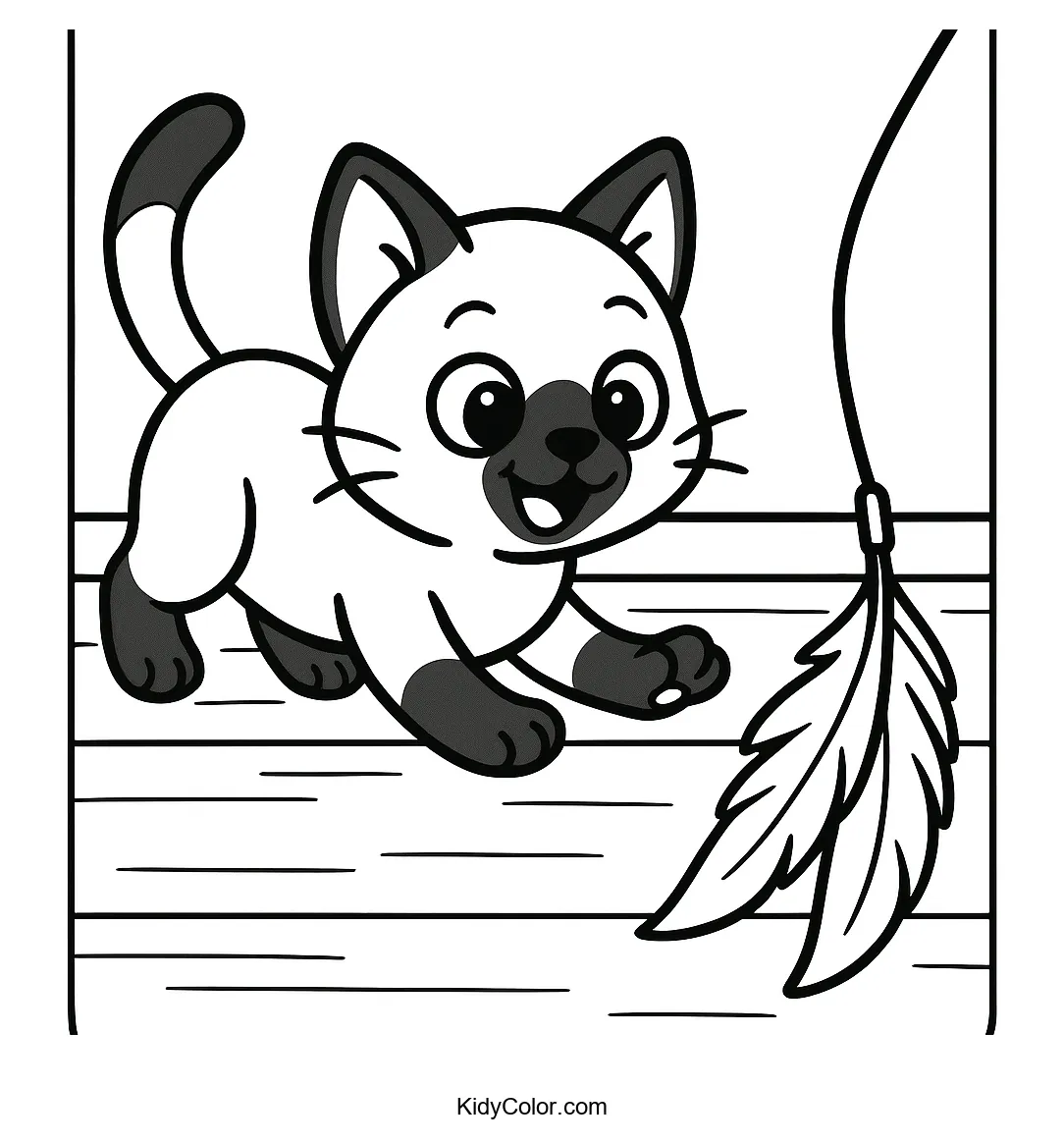Siamese kitten with feather toy