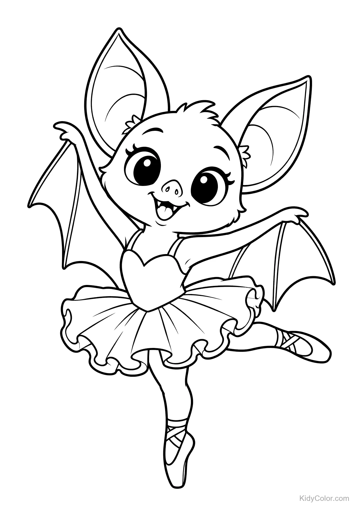 Niedliche Fledermaus in Ballerina-Pose mit Tutu.