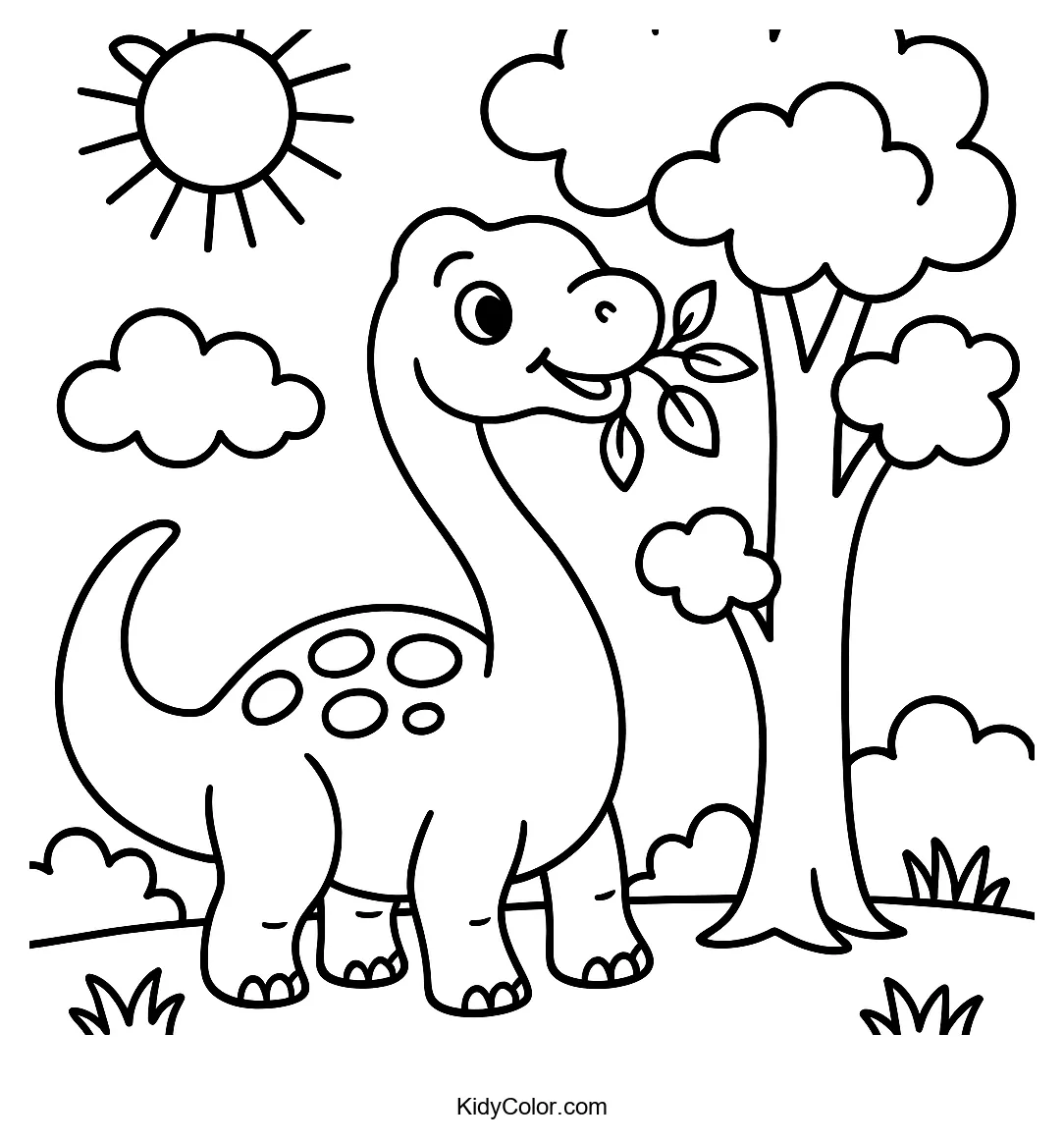 Brachiosaurus eating leaves under the sun