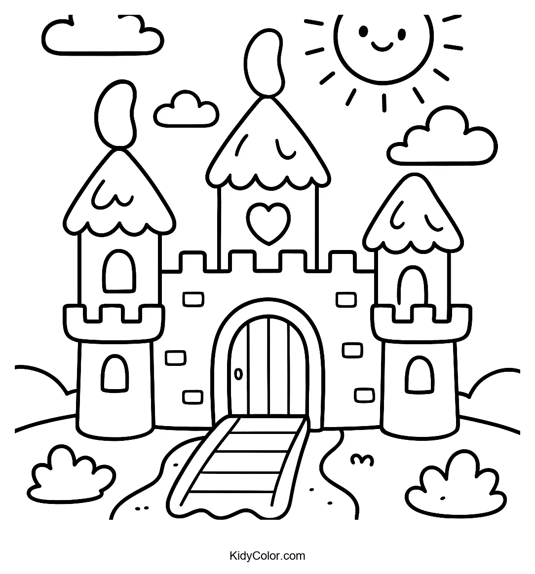 Candy castle with turrets and drawbridge