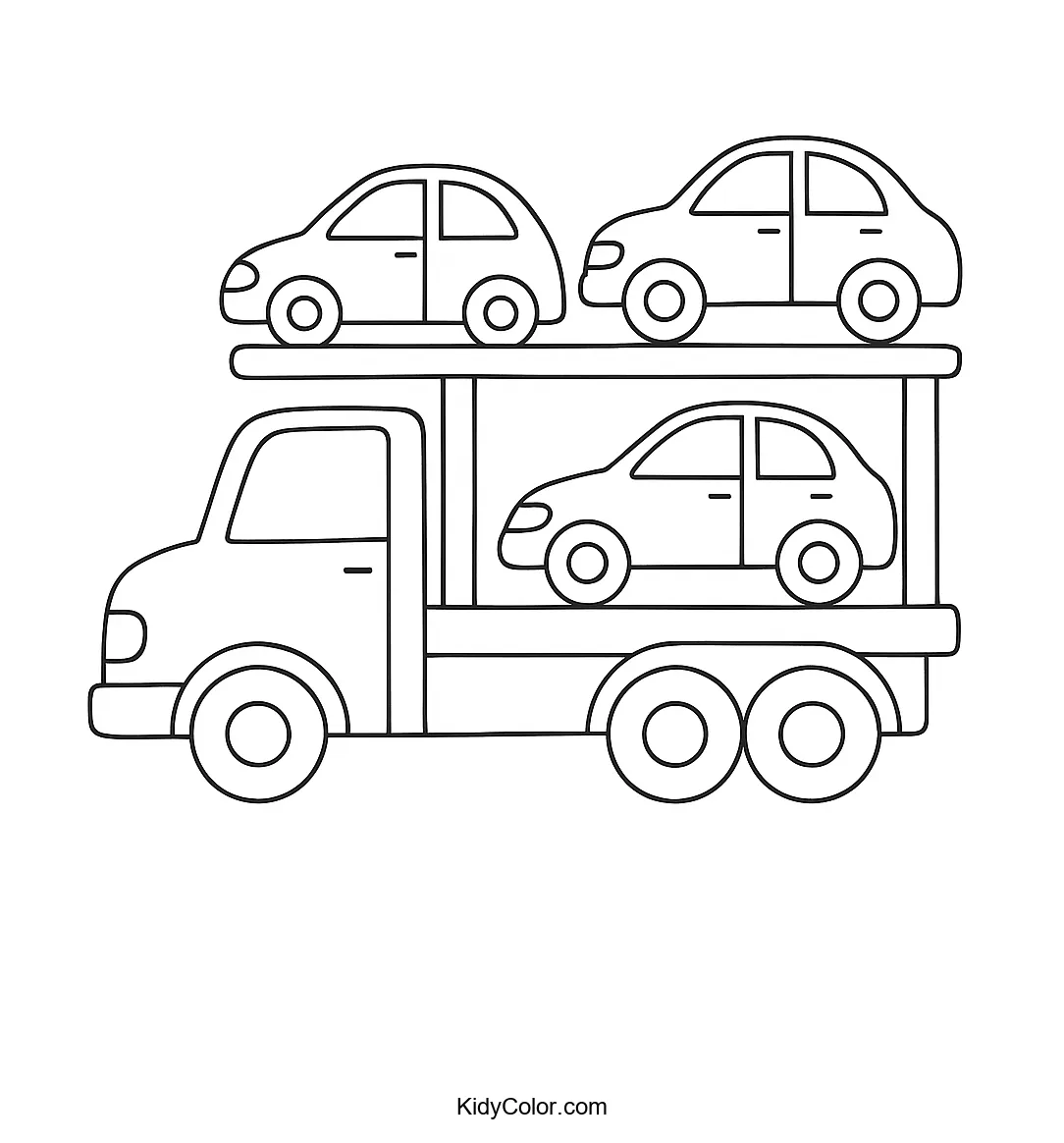 Cartoon car carrier truck with multiple cars