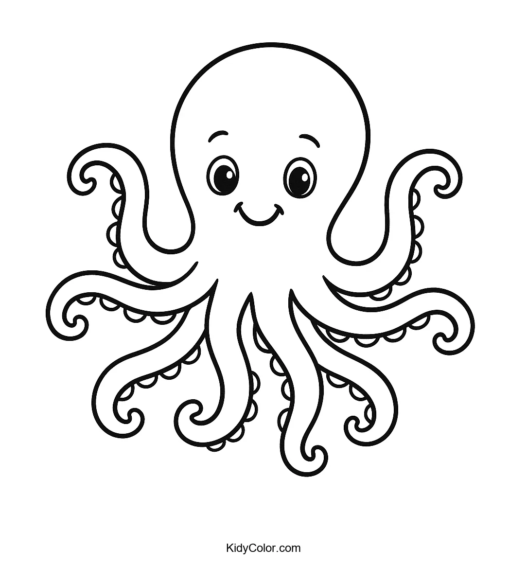 Cartoon octopus for kids to color
