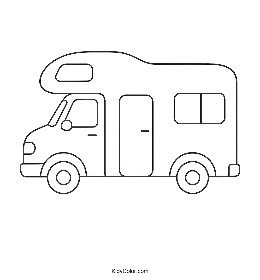 Cartoon RV line drawing for coloring