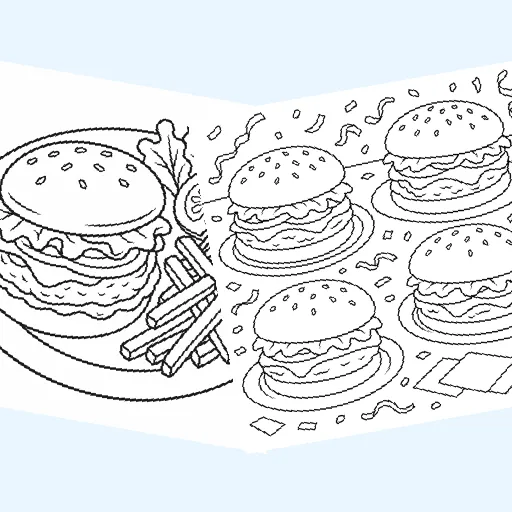 Free burgers coloring pages for kids