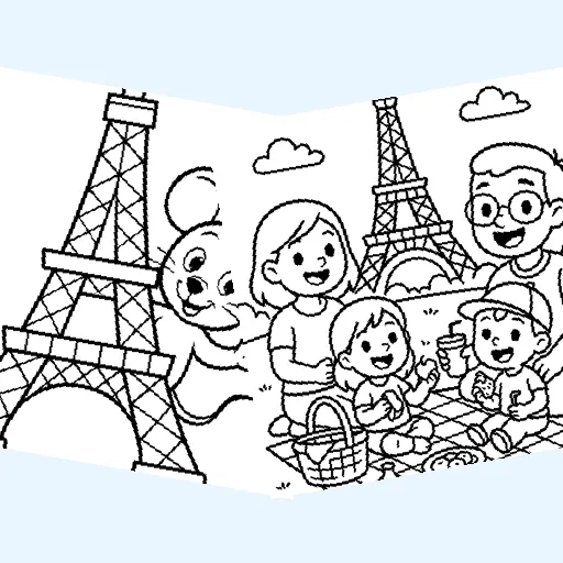 Free eiffel tower coloring pages