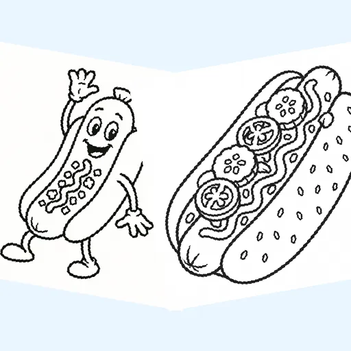 Free hot dogs coloring pages for kids