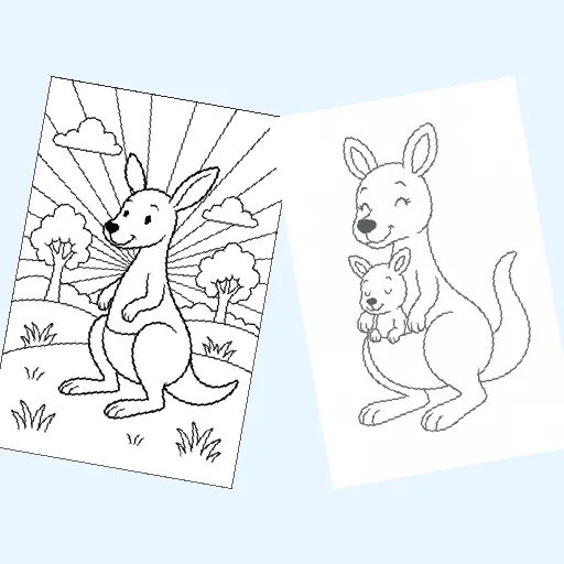 Free kagaroos coloring pages for kids