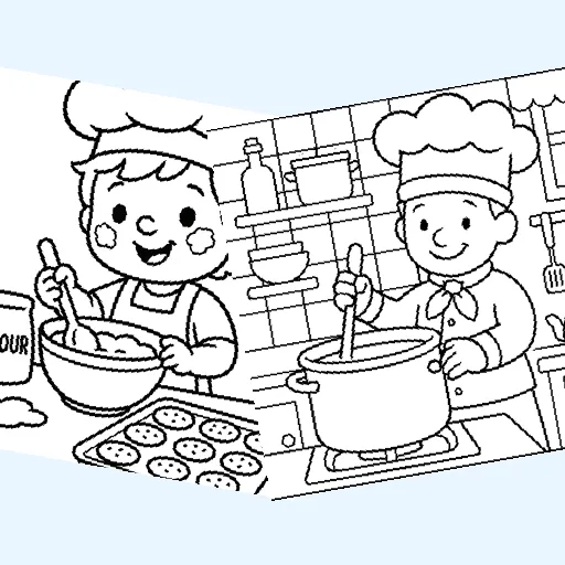 Free kitchen coloring pages