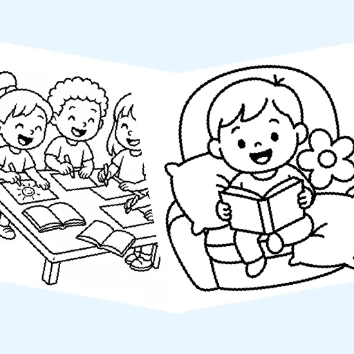 Free library coloring pages