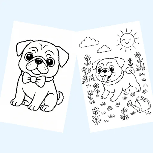 Free pug coloring pages for kids