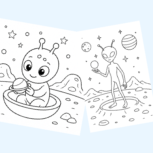 Free space & technology coloring pages for kids