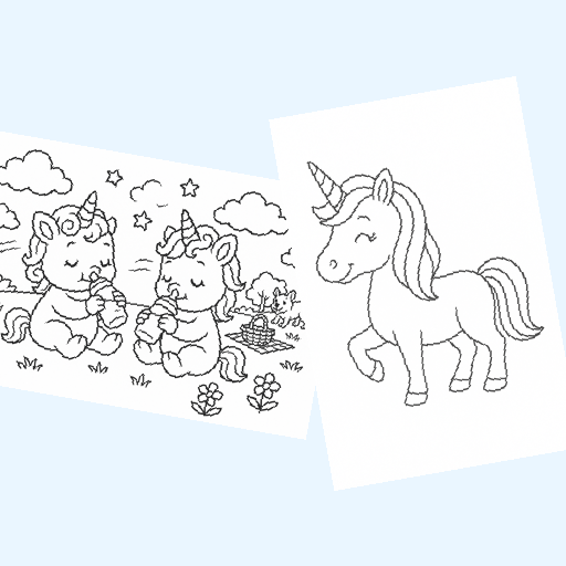 Free unicorns coloring pages for kids