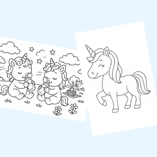 Free unicorns coloring pages for kids