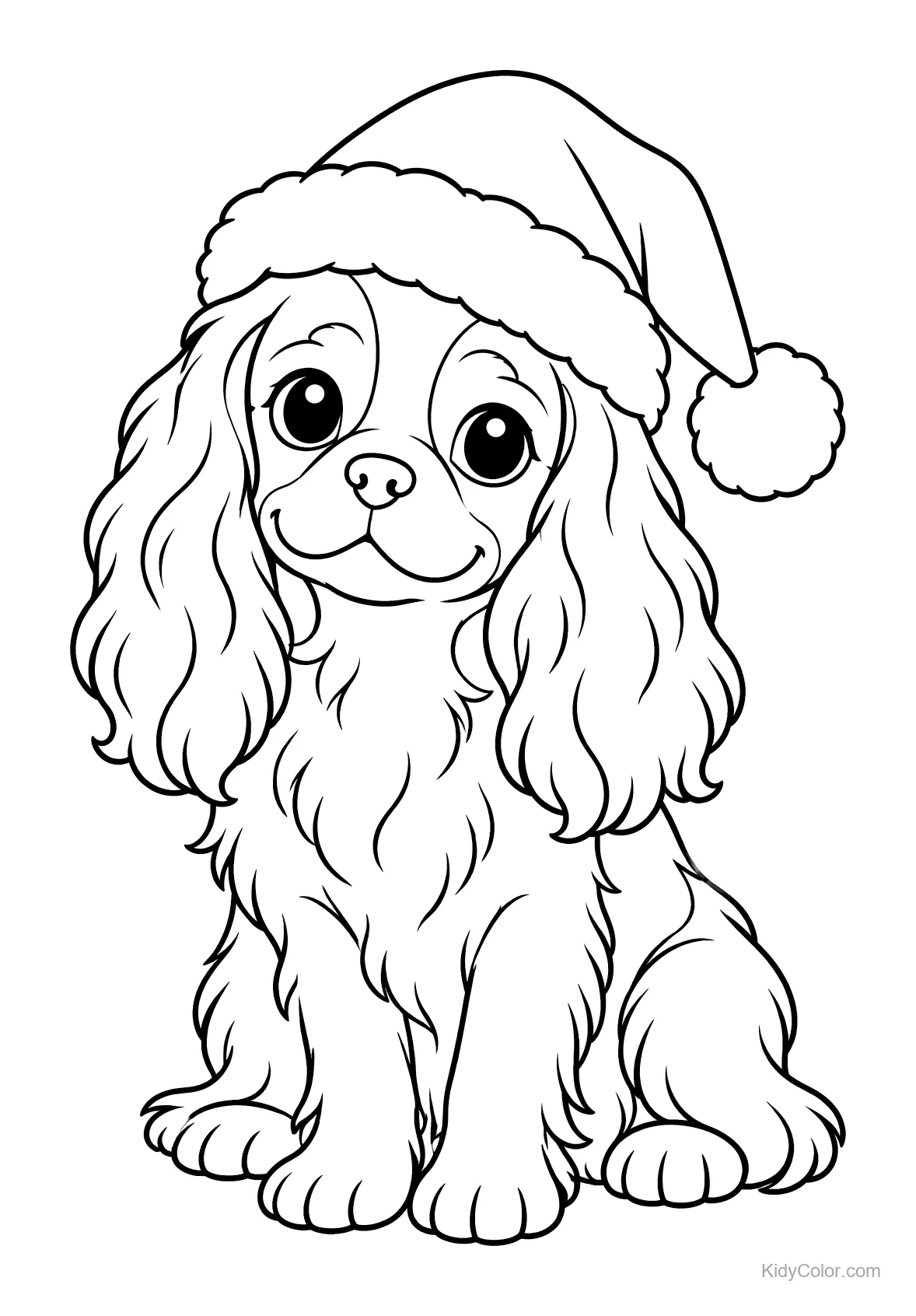 Cavalier King Charles-spaniël met een kerstmuts.