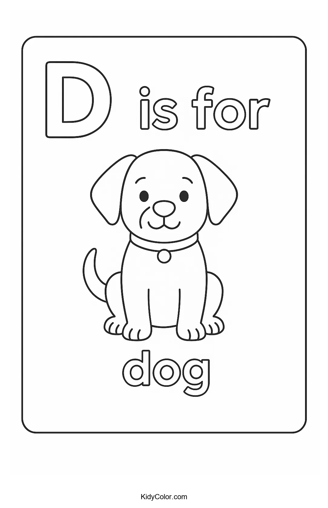 D is for Dog coloring page