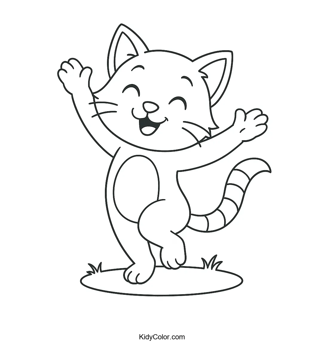 Dancing cat on grass