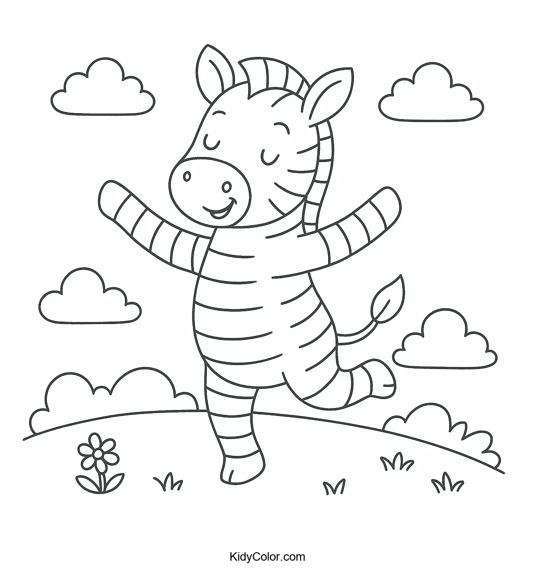Dancing zebra in a grassy field