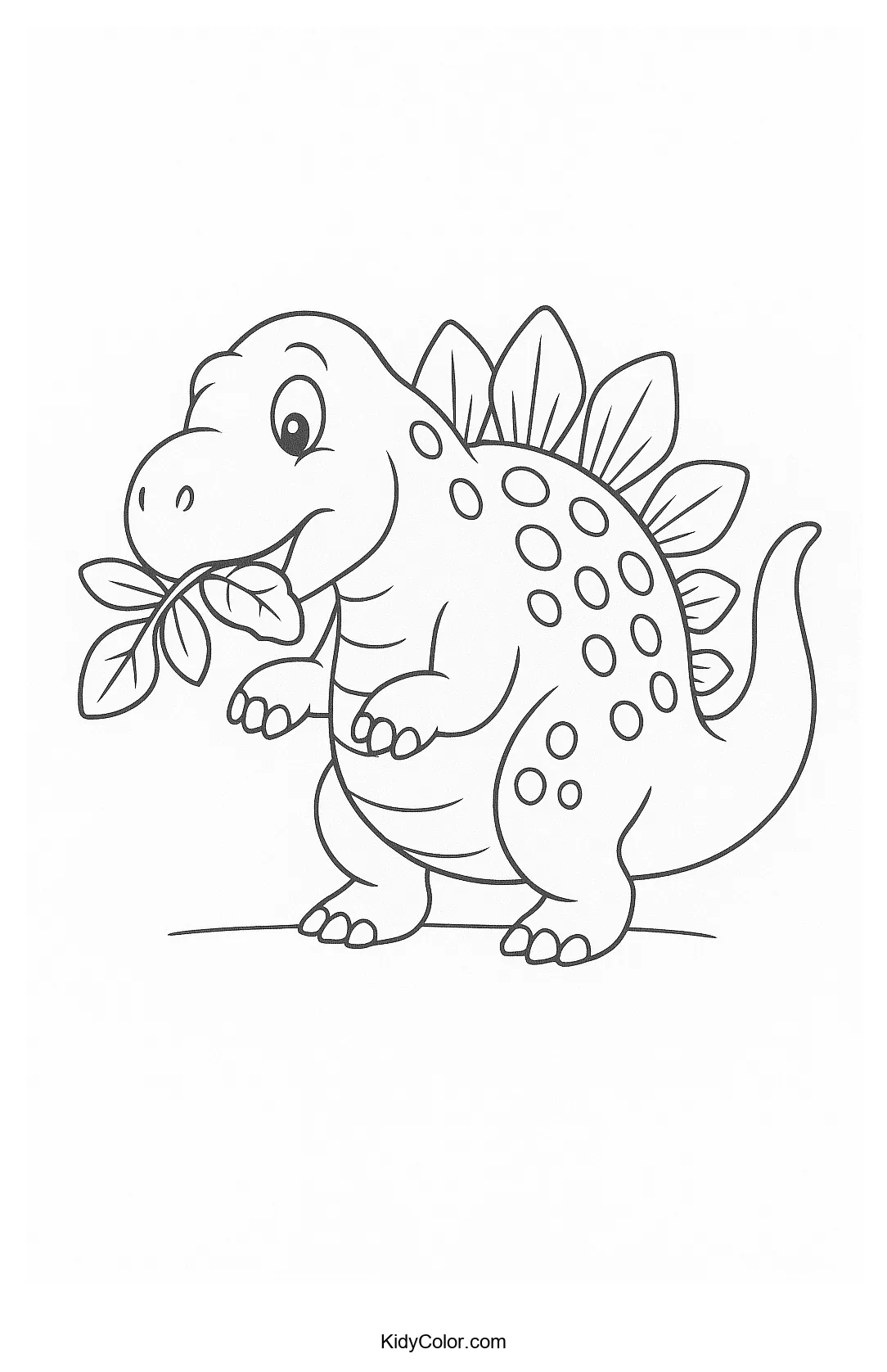 Friendly Stegosaurus with a leafy branch