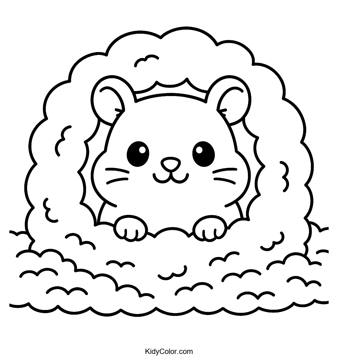 Hamster in a soft bedding nest