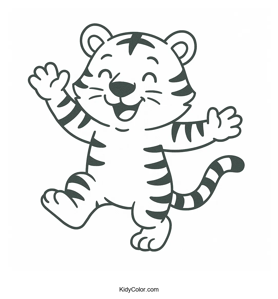 Outline of a joyful dancing tiger