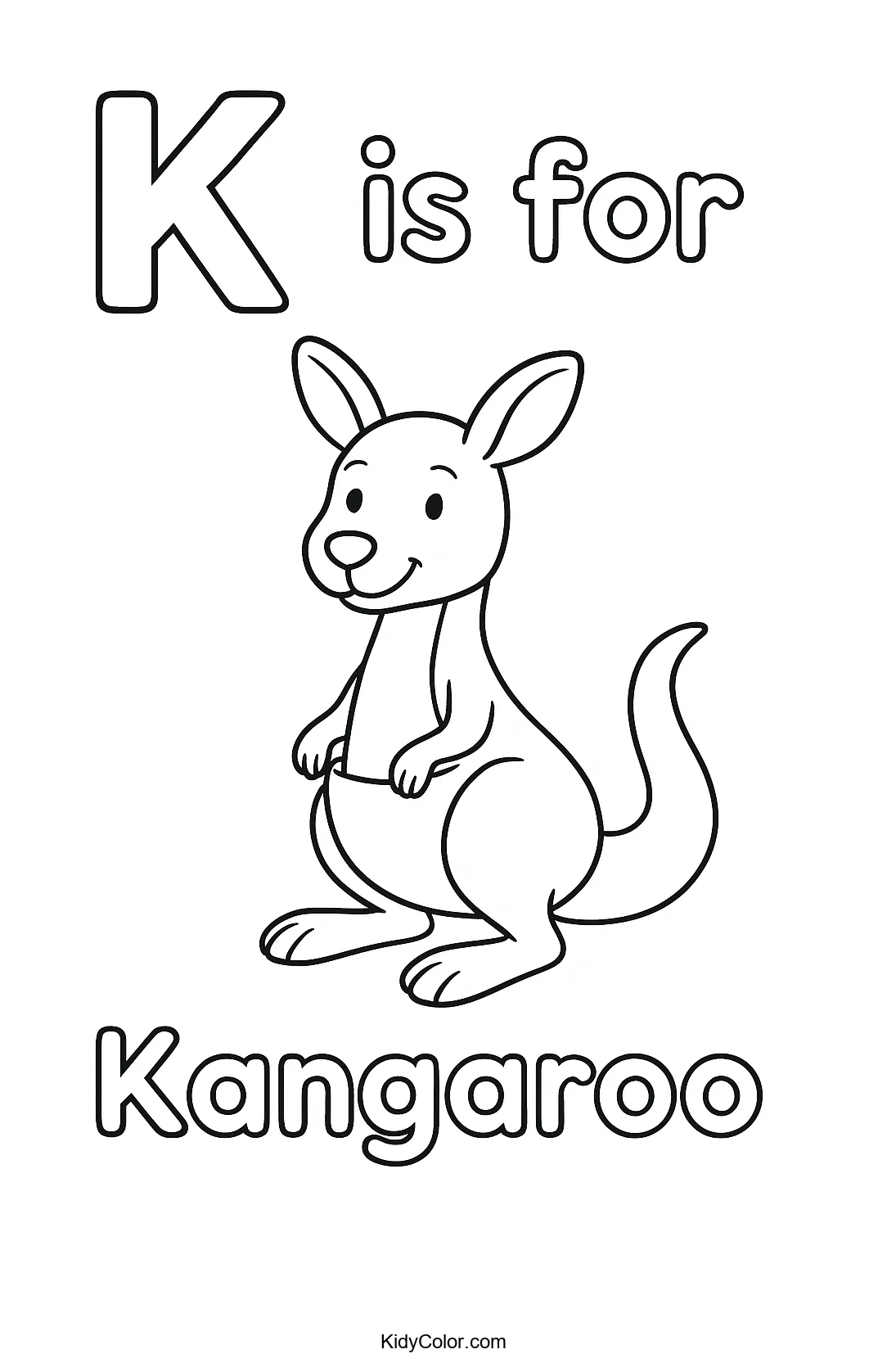 Kangaroo illustration with the letter K