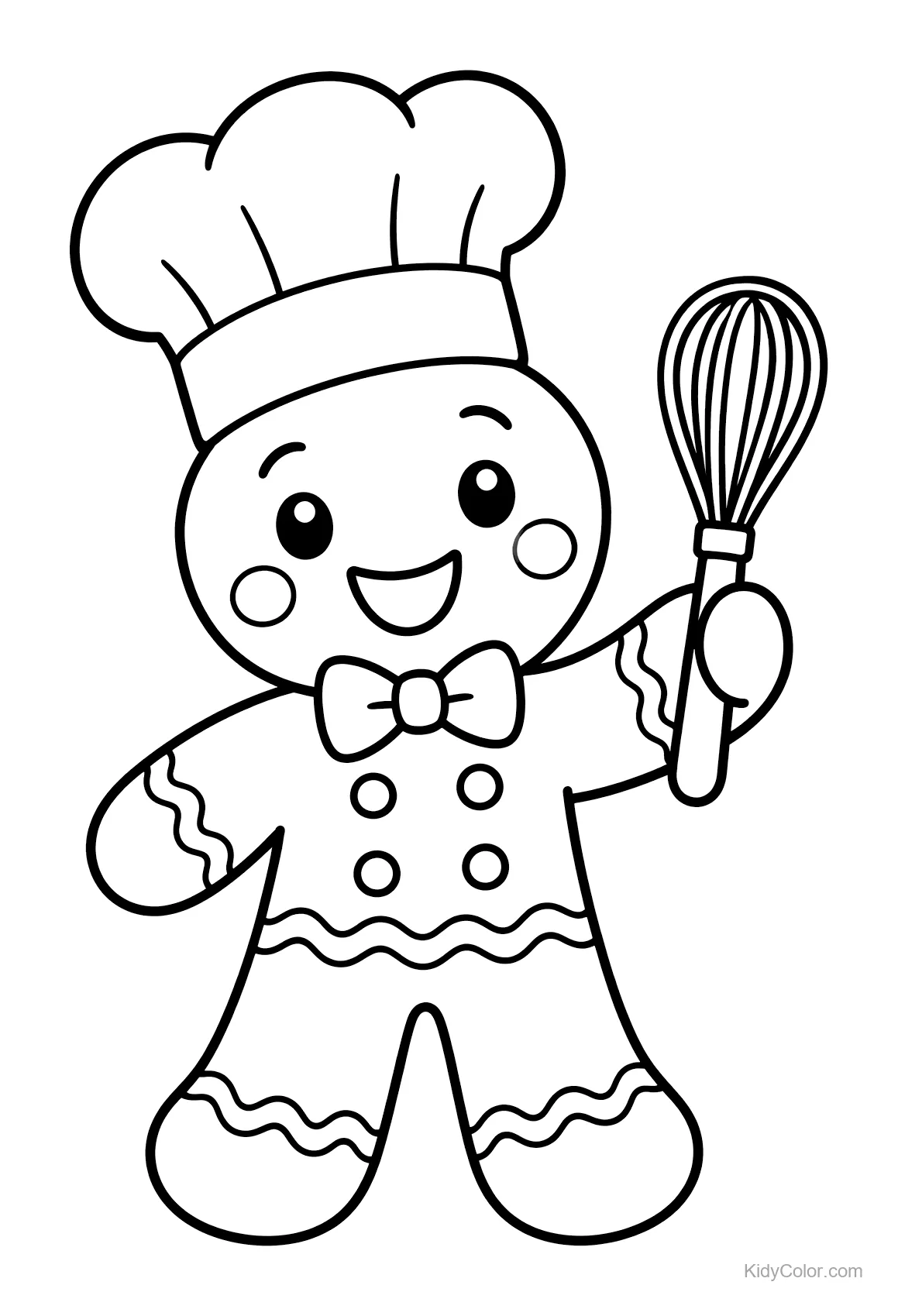 Galleta de jengibre kawaii con batidor y sombrero de chef.