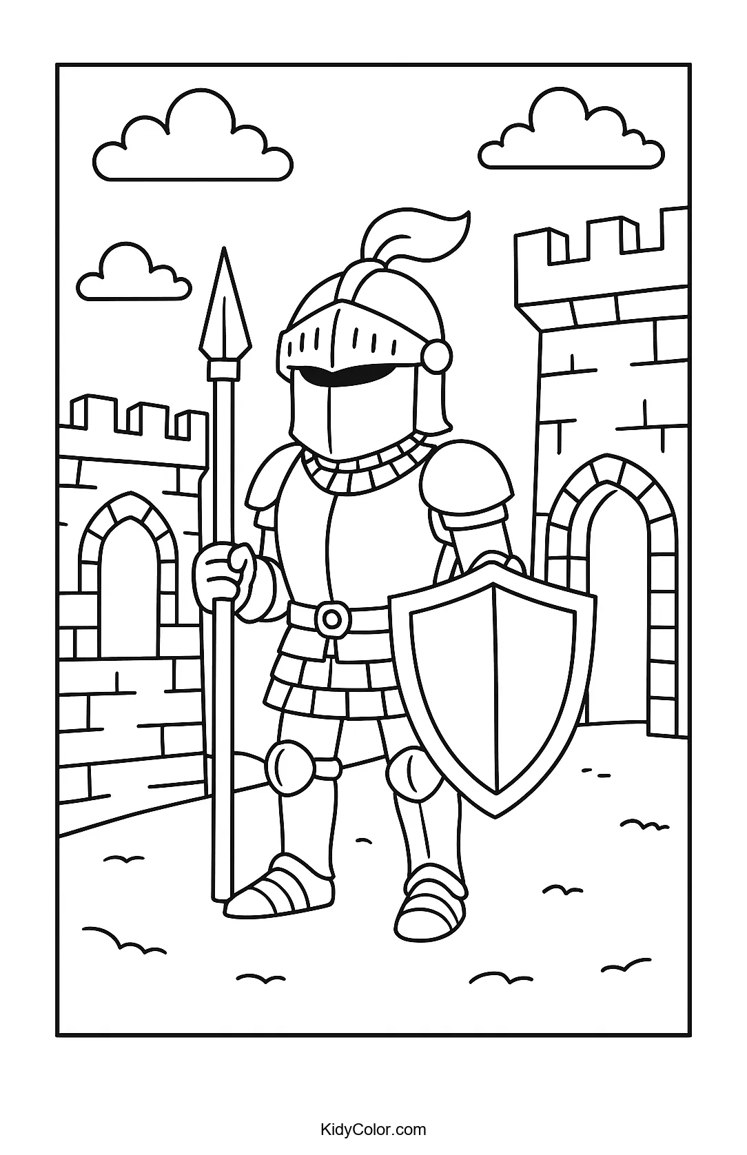 Medieval knight at castle gate