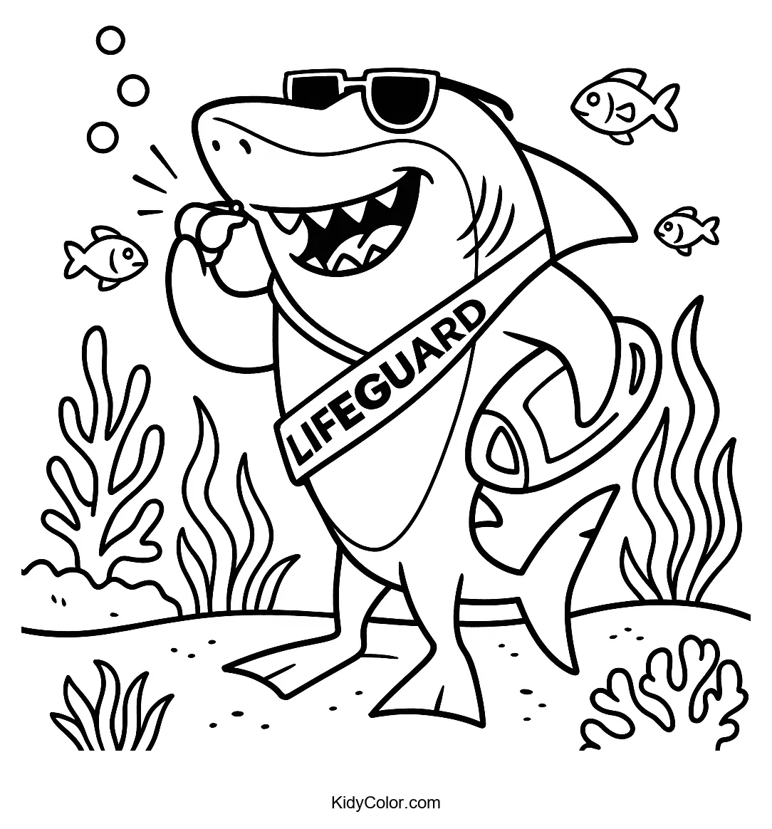 Shark lifeguard underwater scene