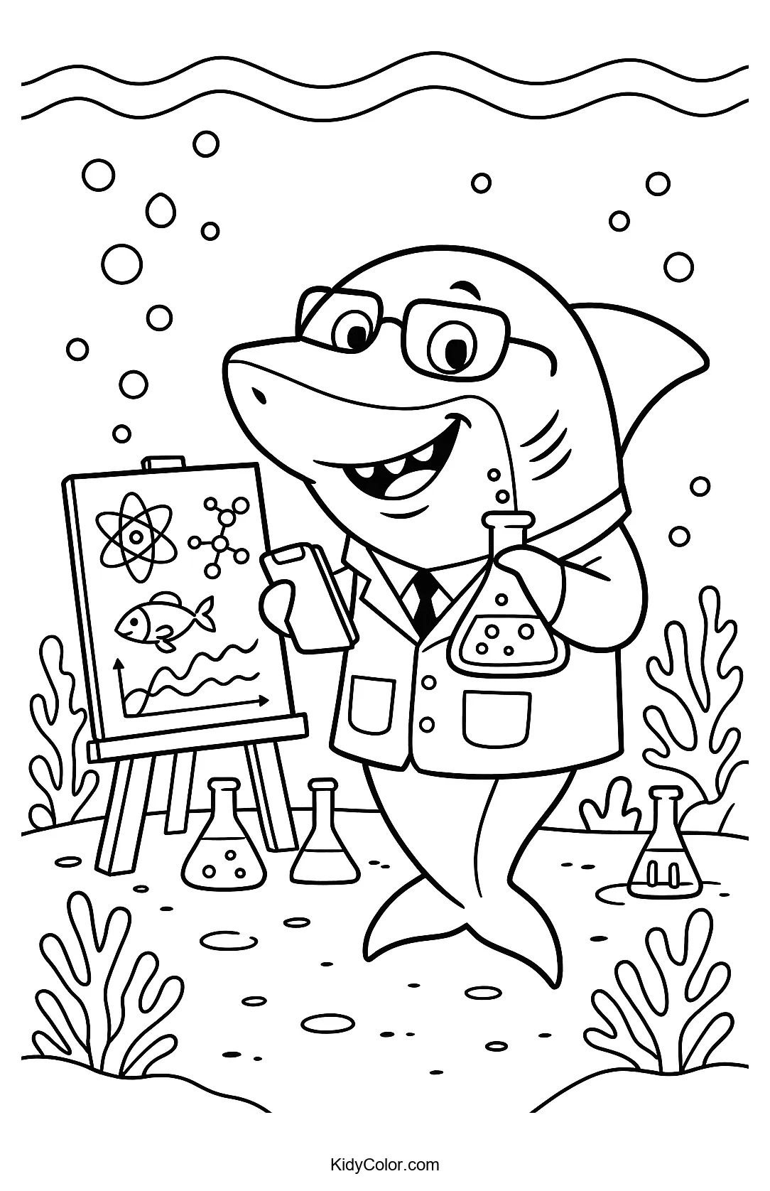 Shark scientist in an underwater lab