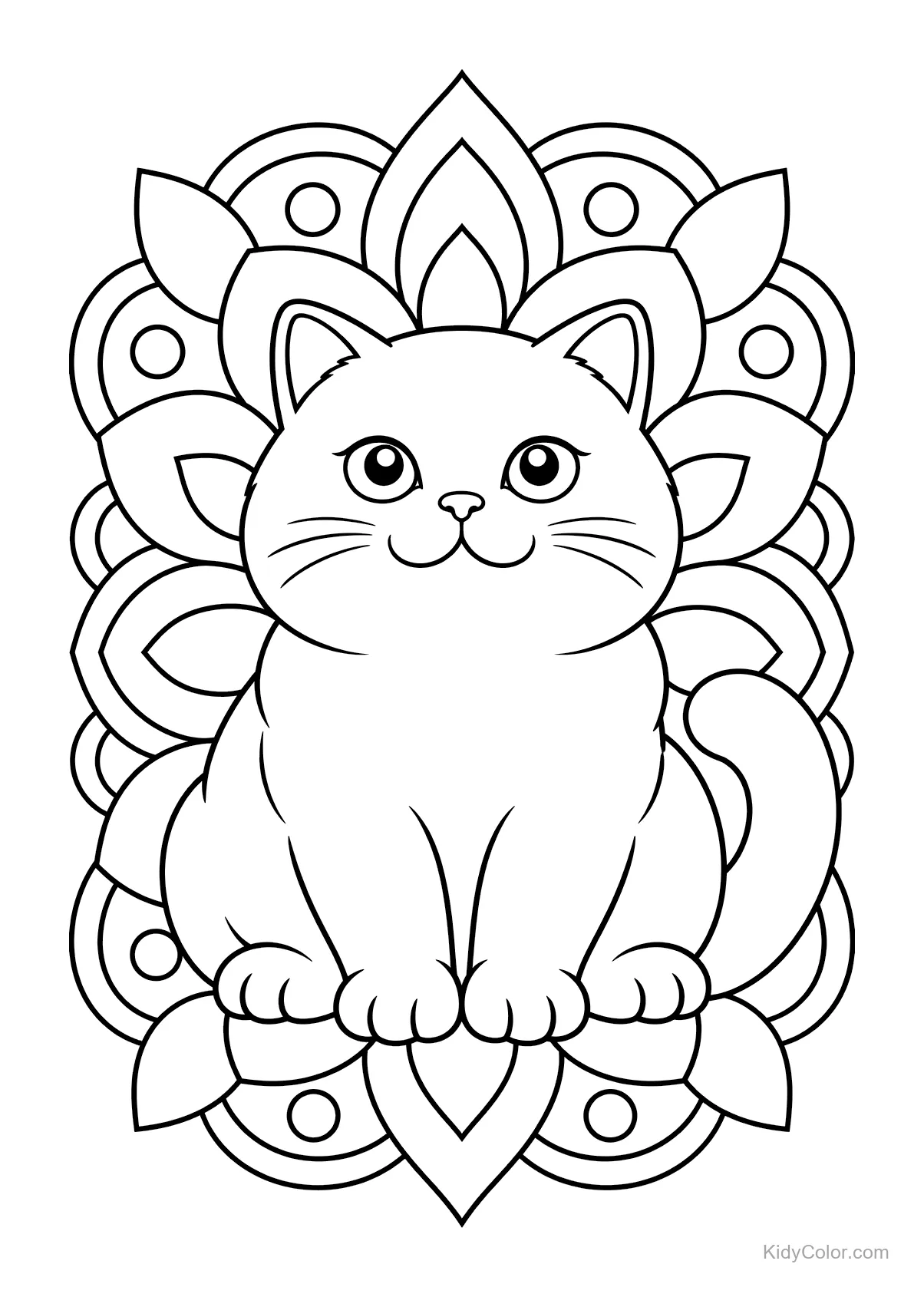 A British Shorthair cat in a mandala design.