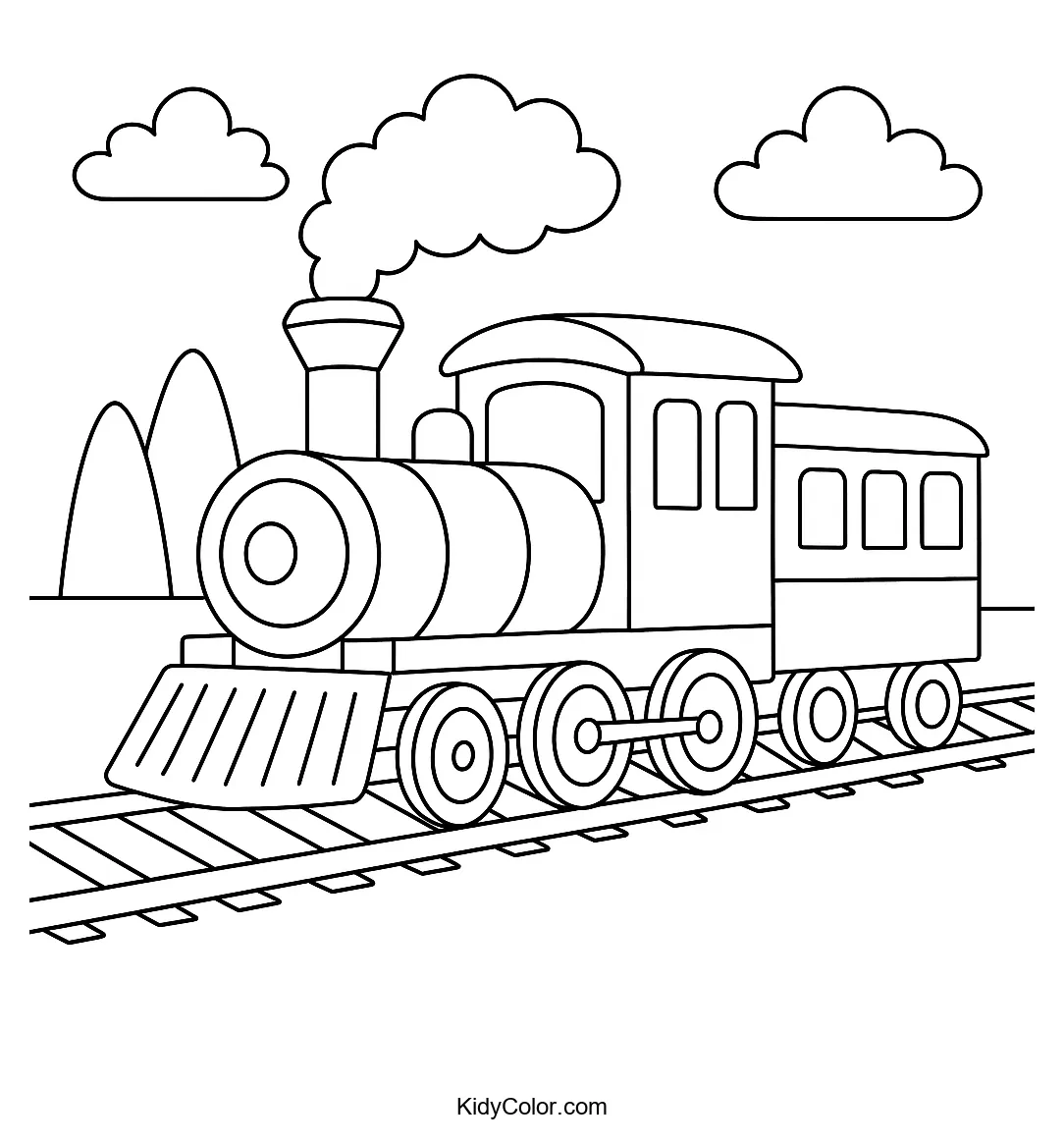 Steam train on tracks