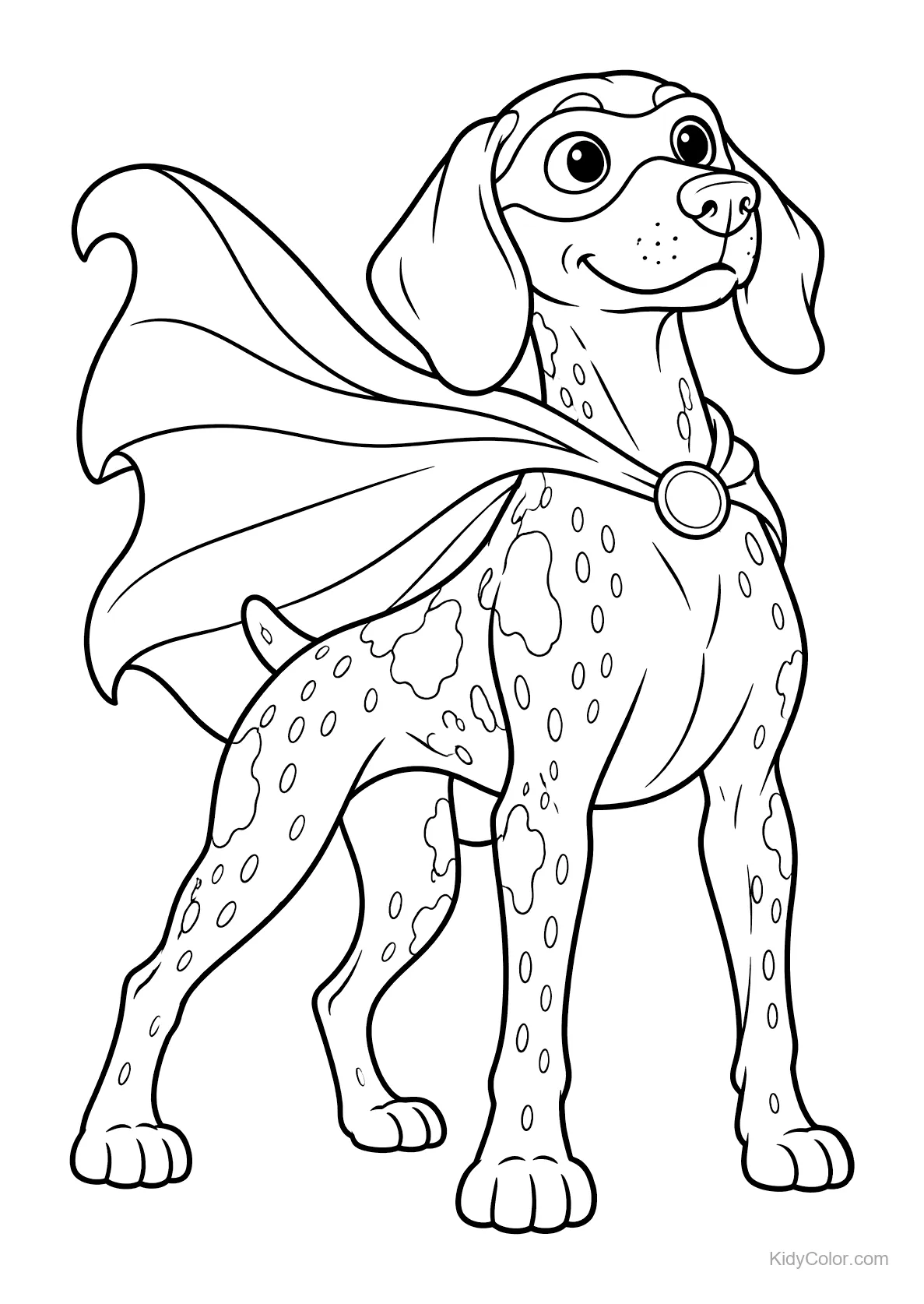 German Shorthaired Pointer wearing a superhero cape and mask.