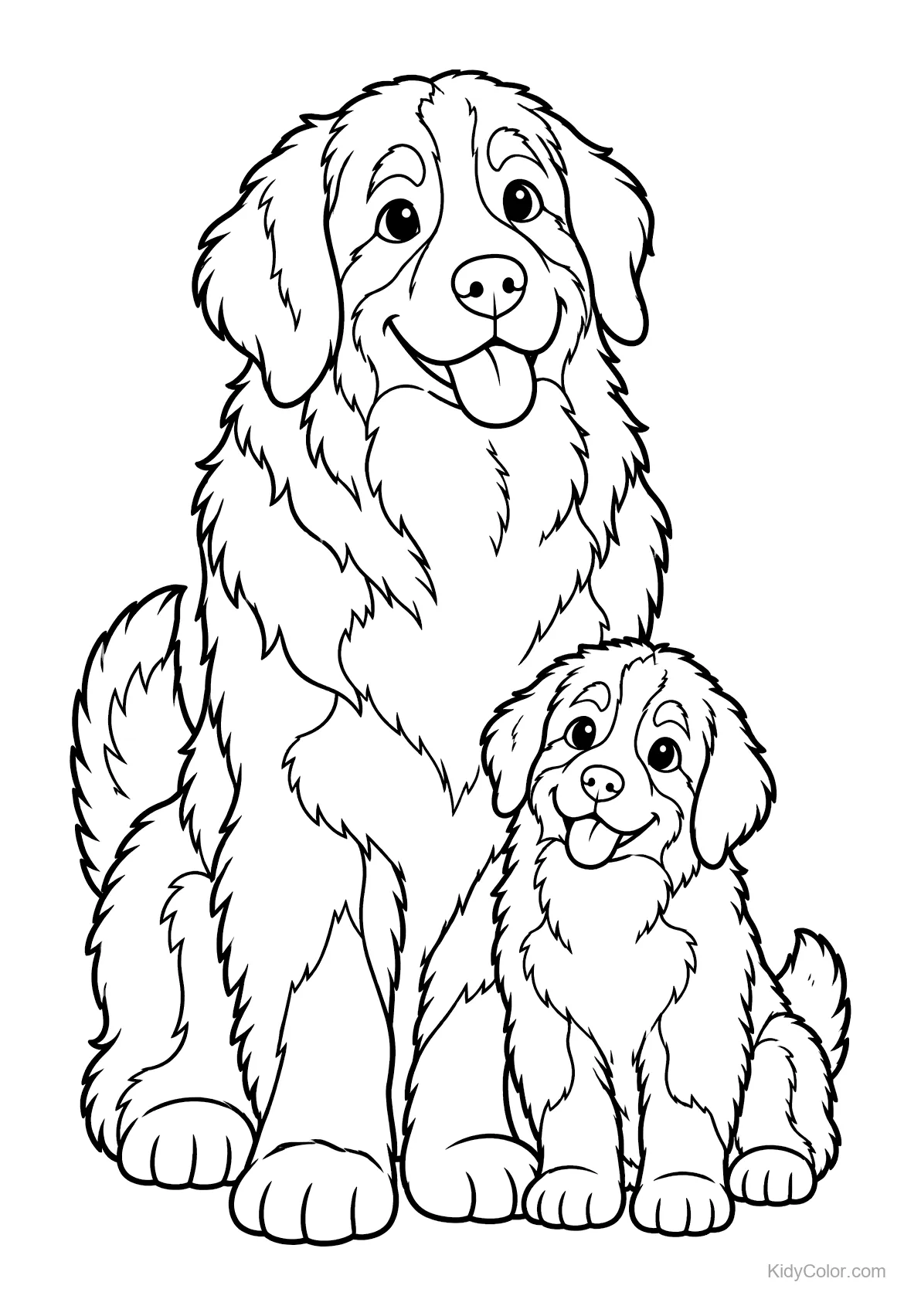 Zwei Berner Sennenhunde sitzen nebeneinander und lächeln.