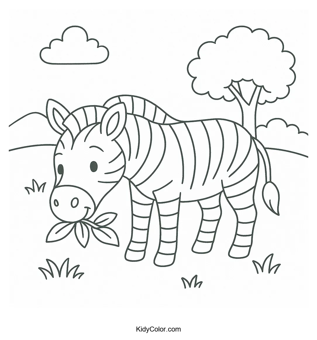 Zebra grazing in a sunny meadow