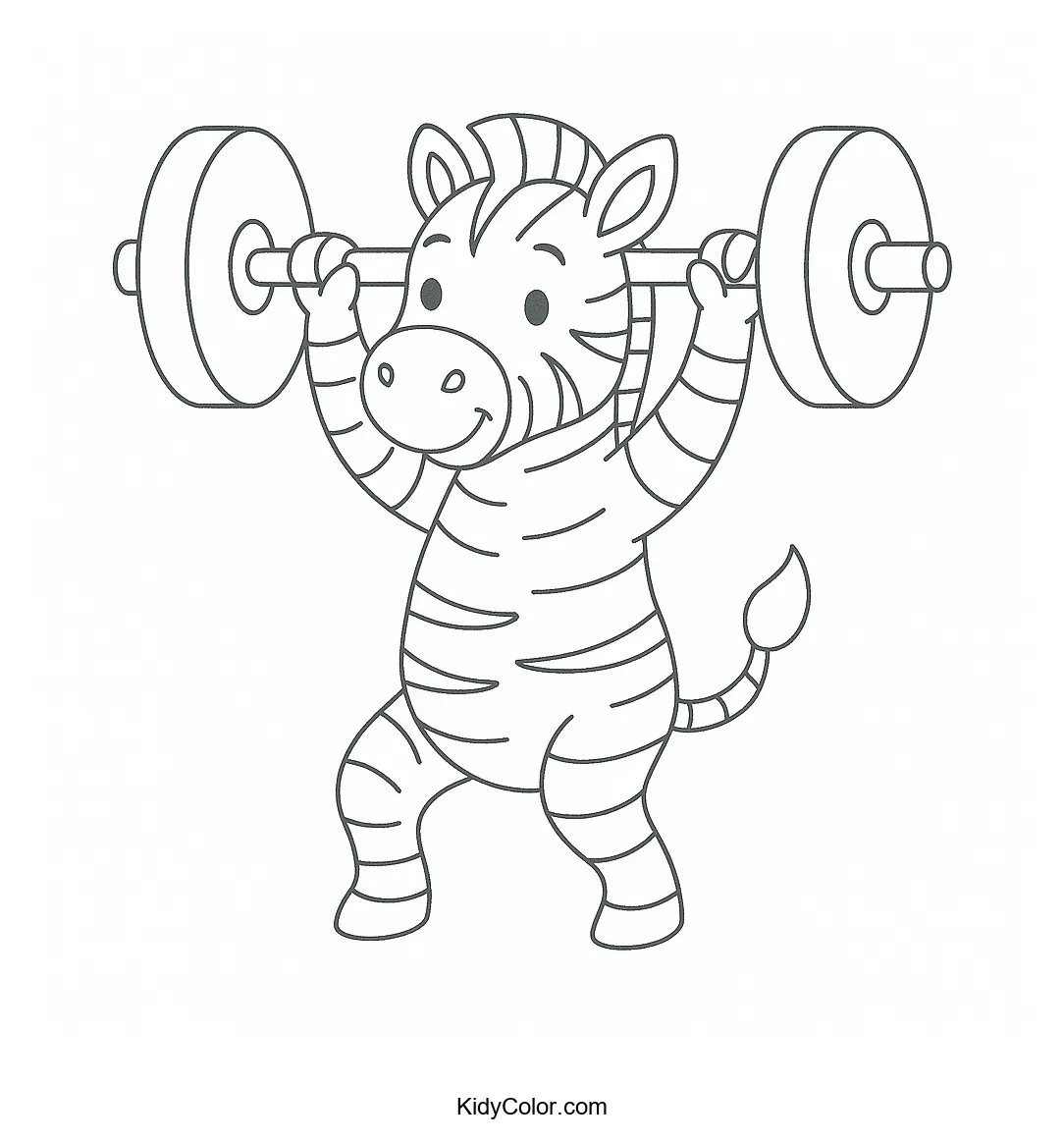 Zebra lifting weights coloring page