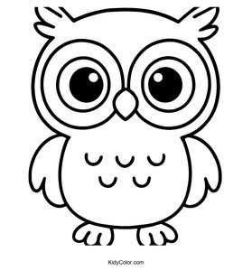 A Baby Cartoon Owl With Big Round Eyes