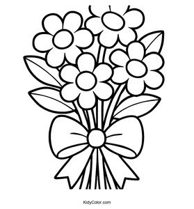 Cartoon Bouquet of Flowers for Mother's Day Coloring Page