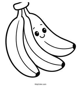 Fun Cartoon Bunch of Bananas Coloring Page for Kids